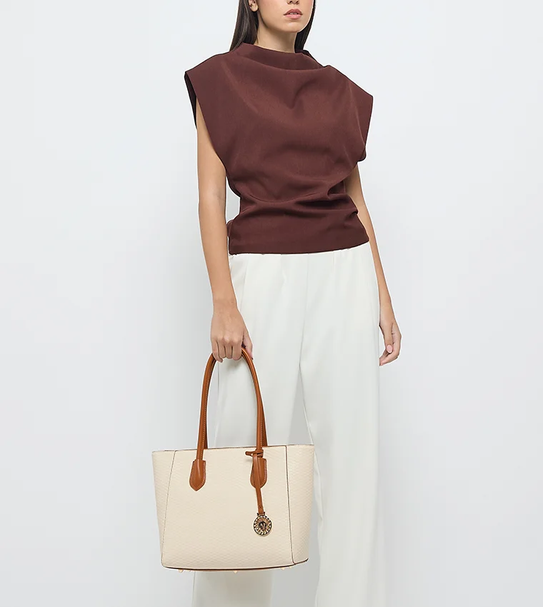 آن كلاين حقيبة يد آن كلاين بسحاب من جلد البولي يوريثان بنقوش